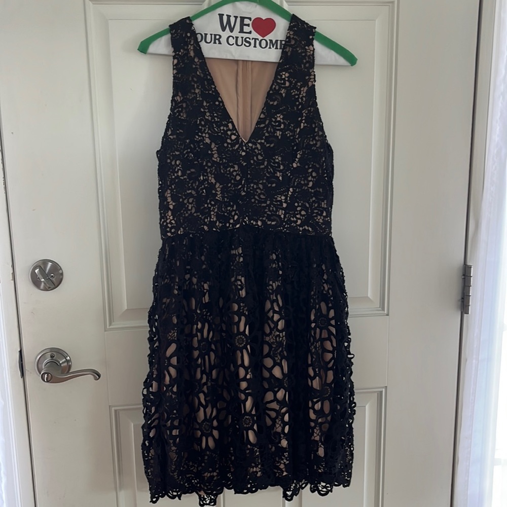 French Connection Black and Tan cutout dress